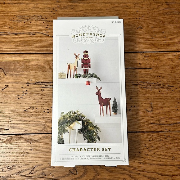 Wood Nutcracker and Deer Christmas Figurine Set 3pc Wondershop Character… - Picture 2 of 6